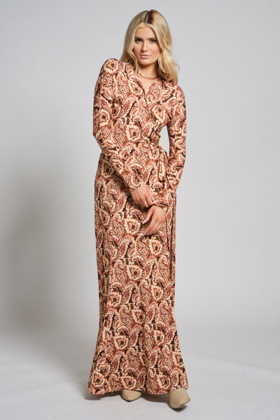 Jersey Wrap Dress-Paisley Print