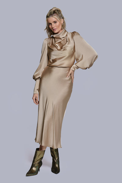 Silk Cowl Neck Blouse