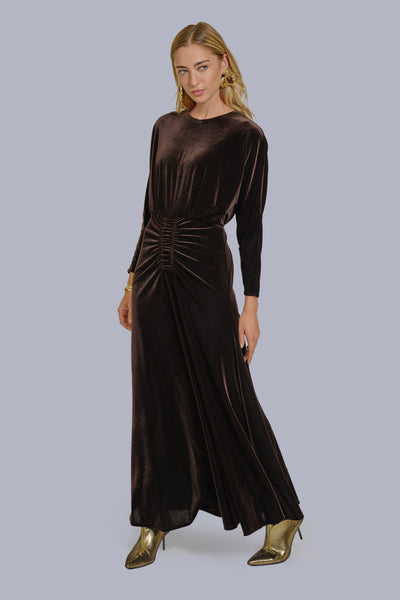 Ruched Waist Maxi Dress-Velvet