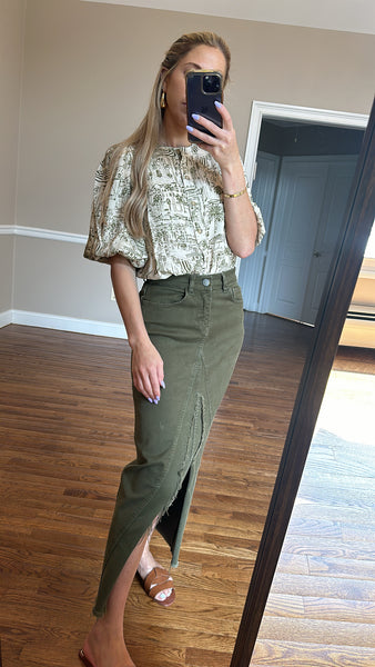 Printed Bubble Shirt-Capri Print