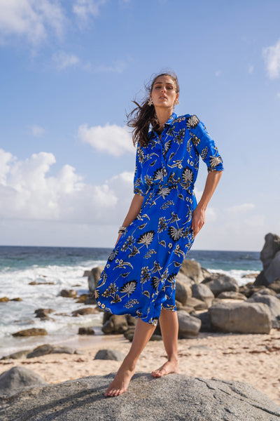Femme Dress - Cobalt Floral