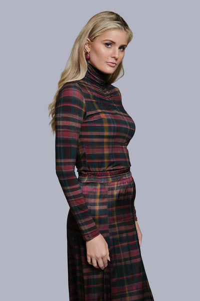 Printed Turtleneck-Plaid