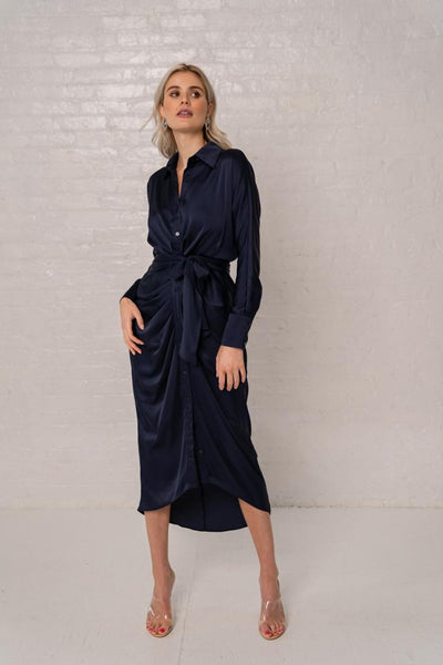 Draped Belted Dress