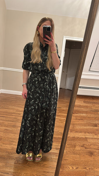 Printed Smocked Belted Dress