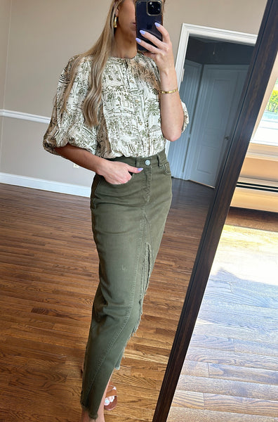 Printed Bubble Shirt-Capri Print
