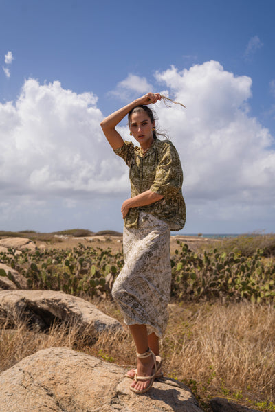Printed Bias Skirt - Capri Print