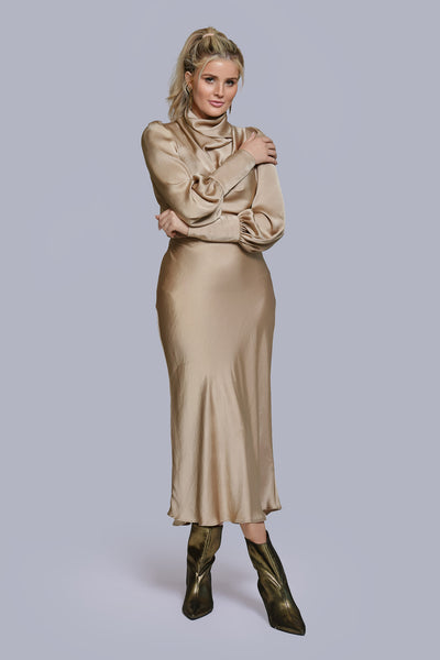 Silk Cowl Neck Blouse