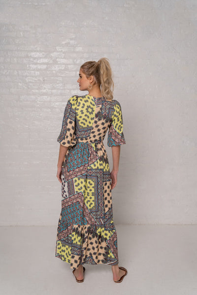 Printed Maxi Dress - Patchwork Print