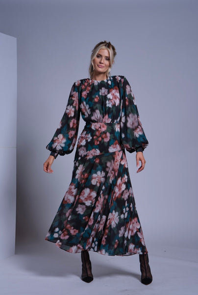 Drop Waist Belted Dress-Print