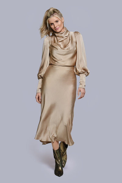 Silk Cowl Neck Blouse