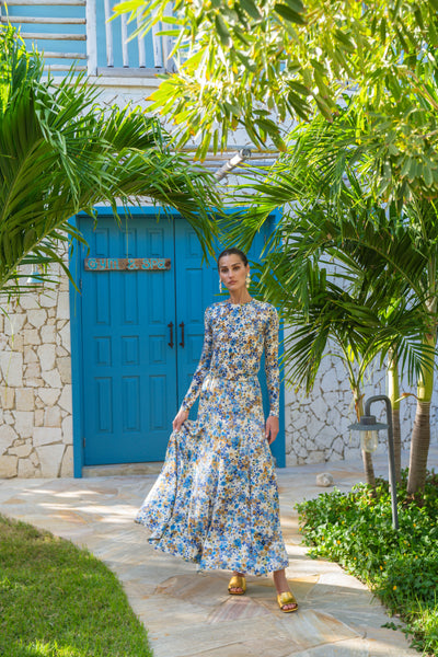 Printed Panel Maxi Skirt