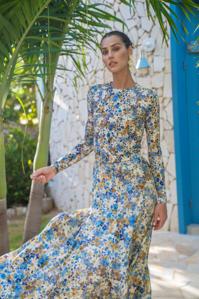 Printed Panel Maxi Skirt