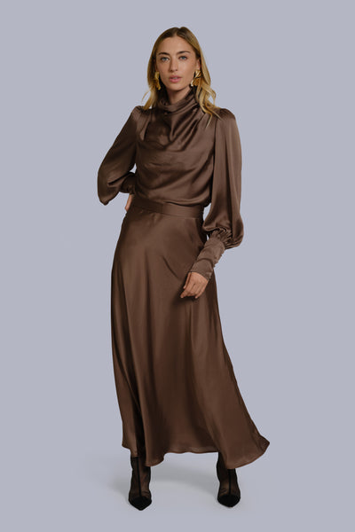 Silk Cowl Neck Blouse