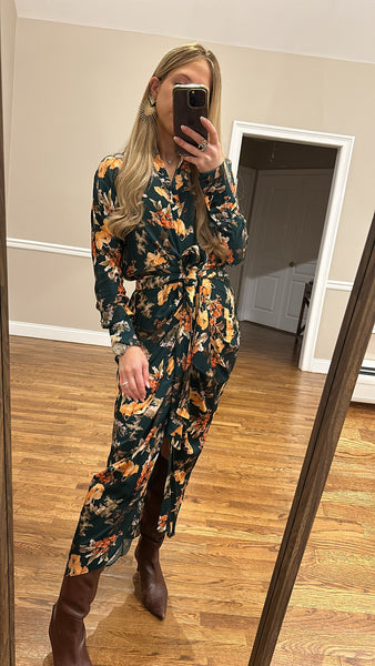 Draped Belted Dress-Print