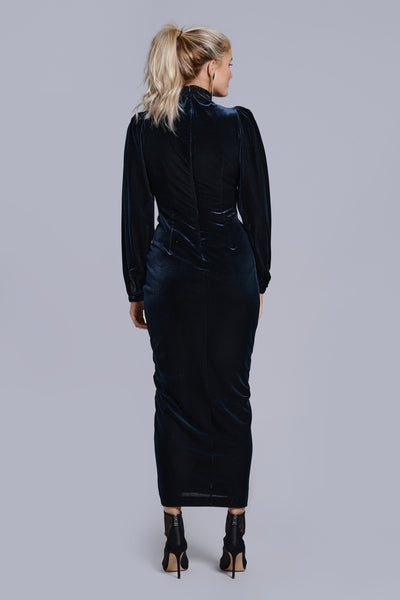 Velvet Ruched Evening Dress