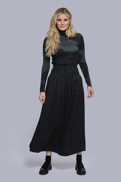 Printed Turtleneck- Black Floral Print
