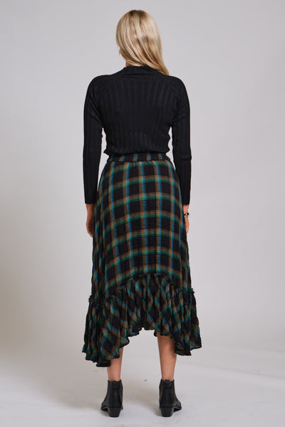 Plaid Asymmetric Skirt