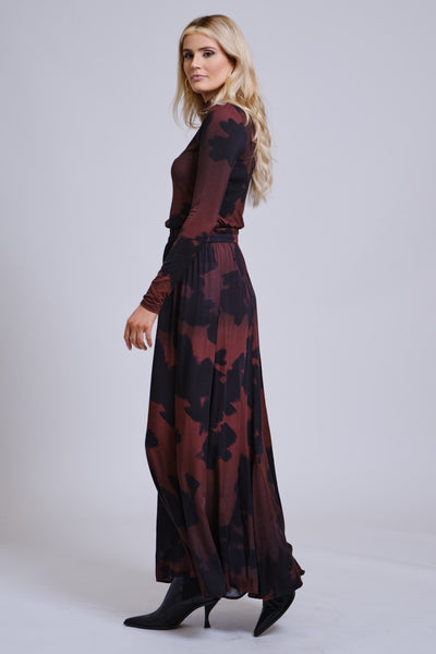 Printed Panel Maxi Skirt