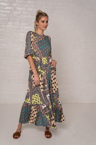 Printed Maxi Dress - Patchwork Print