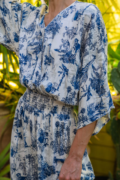 Smocked Wrap Maxi Dress-Print