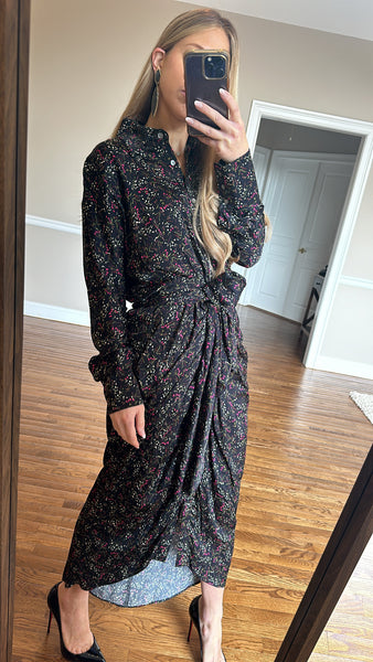 Draped Belted Dress-Print
