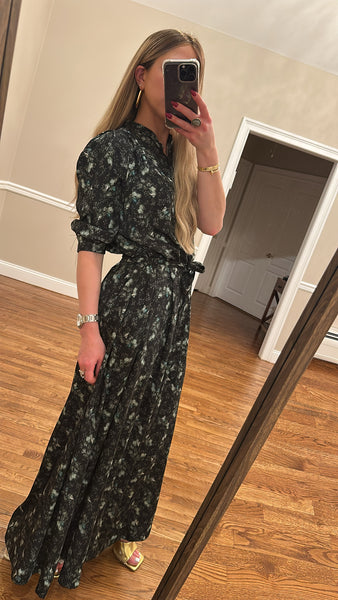 Printed Smocked Belted Dress