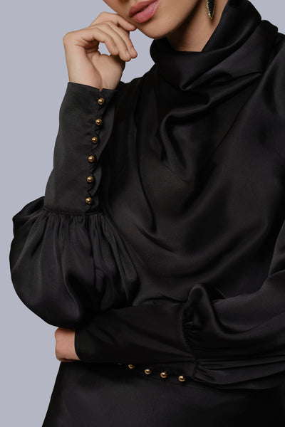 Silk Cowl Neck Blouse