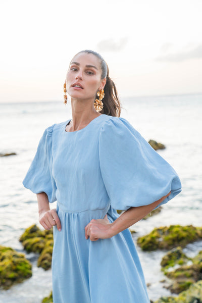Asymmetric Dress-Sky Blue