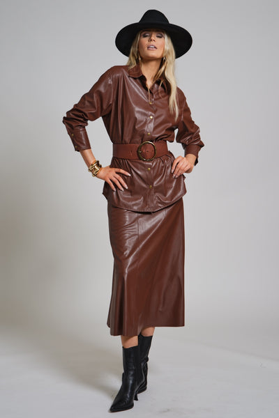 Leather Panel Skirt