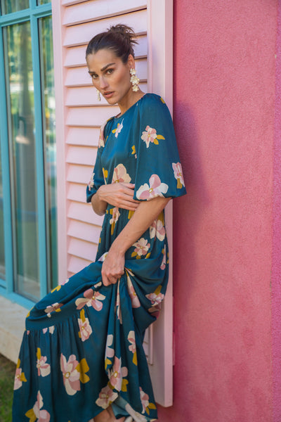 Prairie Maxi Dress-Slate Blue
