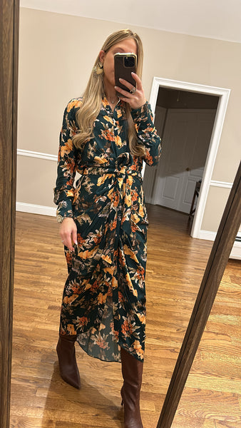 Draped Belted Dress-Print