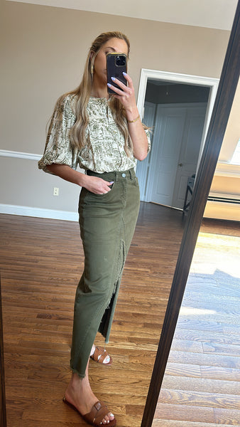 Printed Bubble Shirt-Capri Print