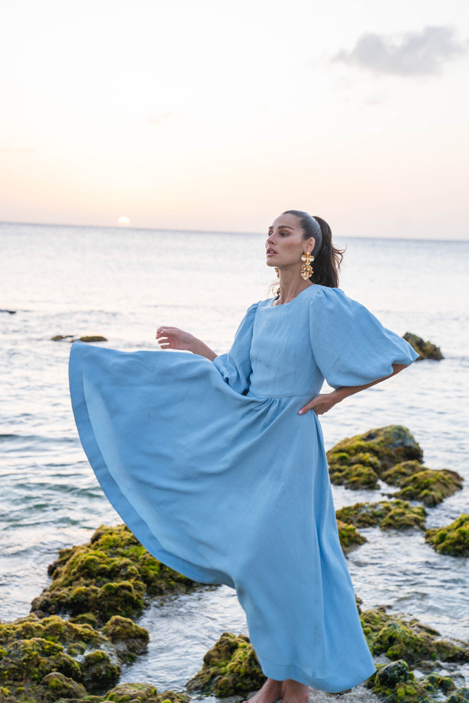 Asymmetric Dress-Sky Blue Third By Cee Asymmetric Dress-Sky Blue Third By Cee