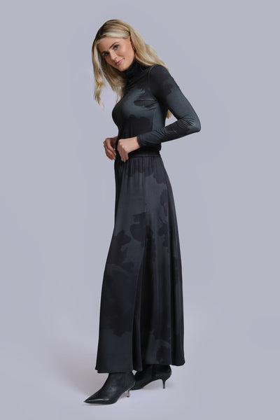 Printed Turtleneck- Black Floral Print