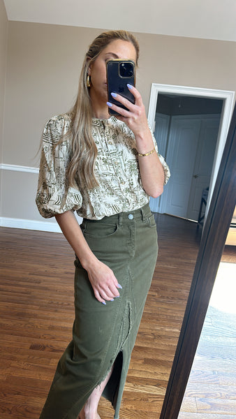 Printed Bubble Shirt-Capri Print