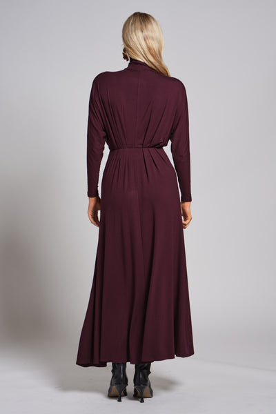 Ruched Waist Turtleneck Maxi Dress
