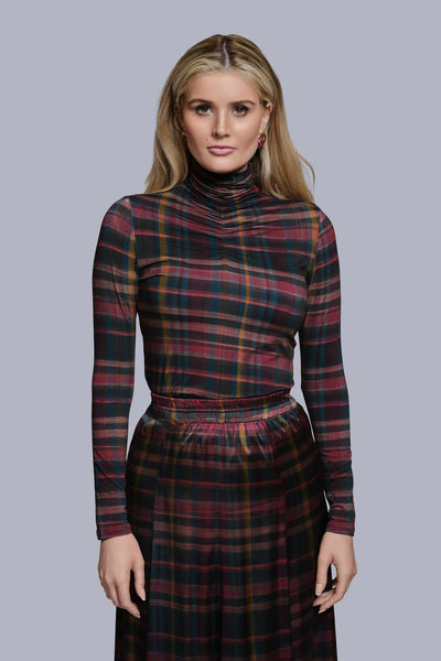 Printed Turtleneck-Plaid