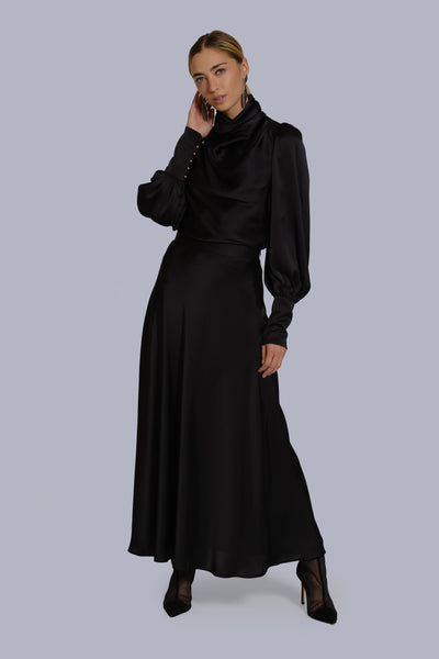 Silk Cowl Neck Blouse