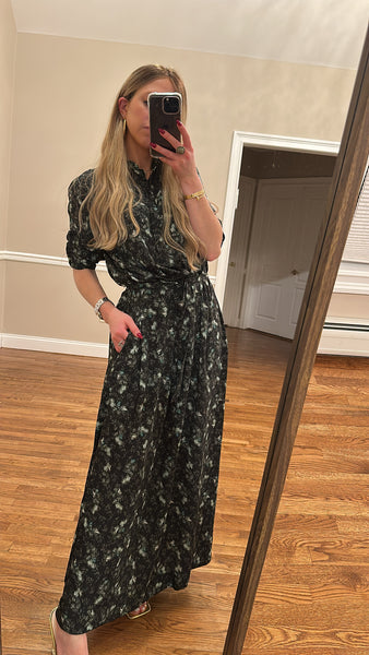 Printed Smocked Belted Dress