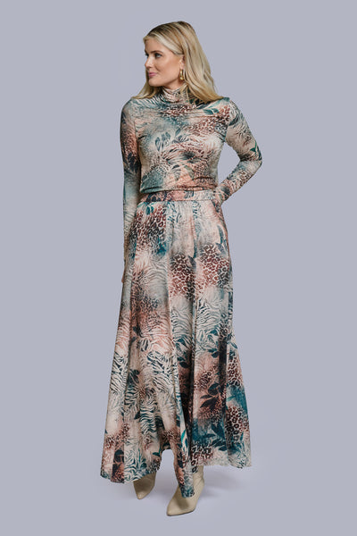 Printed Panel Maxi Skirt-AnimaFlora