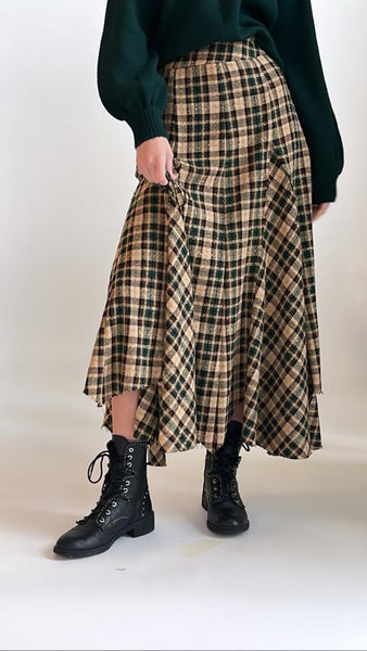 Asymmetric Plaid Skirt