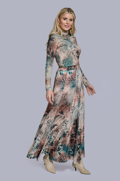 Printed Panel Maxi Skirt-AnimaFlora