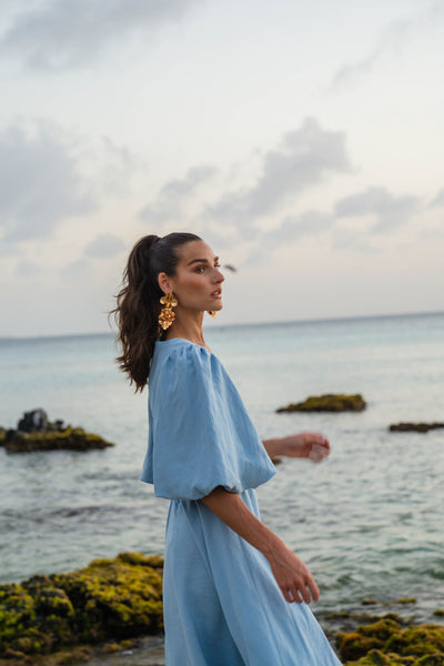 Asymmetric Dress-Sky Blue