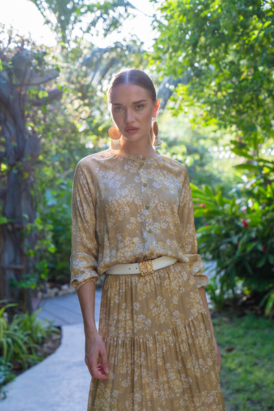 Button Down Shirt-Natural Floral