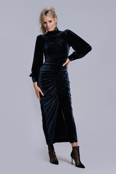 Velvet Ruched Evening Dress