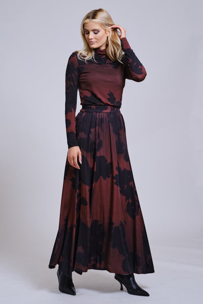 Printed Panel Maxi Skirt