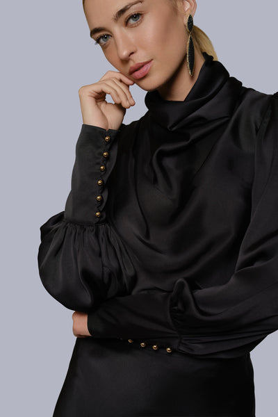 Silk Cowl Neck Blouse