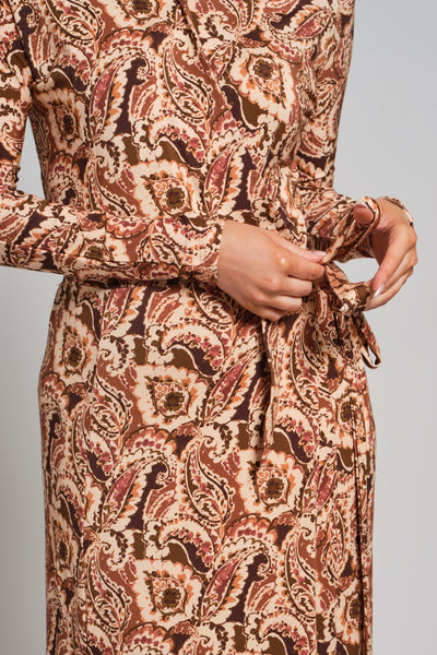 Jersey Wrap Dress-Paisley Print