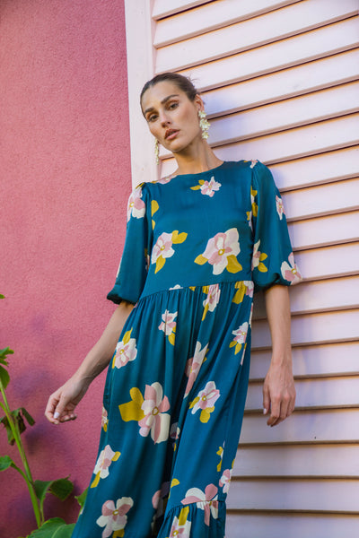 Prairie Maxi Dress-Slate Blue