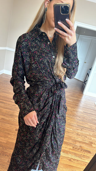 Draped Belted Dress-Print